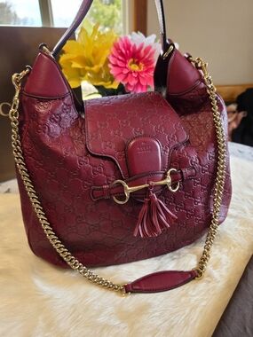 Gucci Emily Red Guccisima Leather Shoulder Bag